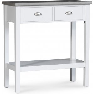 Konsolbord 73 cm i vitt med microcement, 2 lådor och förvaringshylla | Hugo Konsolbord 73 cm i vitt med microcement, 2 lådor och förvaringshylla | Hugo