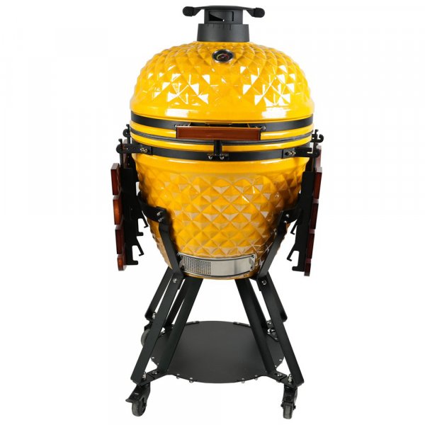 Kamadogrill �54 cm | Keramisk kolgrill i Yellow Pineapple-design med termometer