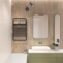 Svart handdukstork med timer och hylla | 600x900 mm | Stilren elmodell
