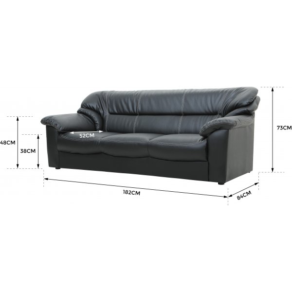 3-sitssoffa Svart | Konstl�der & eukalyptustr� | Dominic