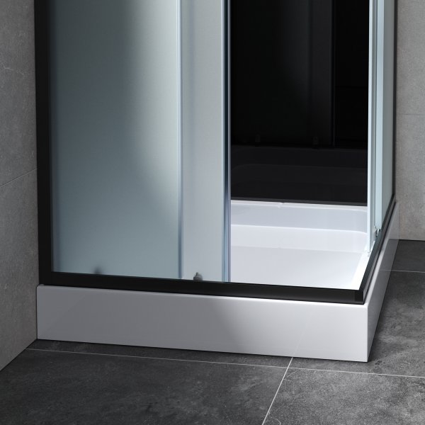 Komplett duschkabin med regndusch | Svart