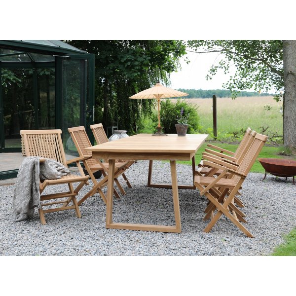 Salt� utematgrupp matbord 240x100 cm med 6 st karmstolar - Teak