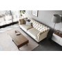 Chesterfieldsoffa 3-sits | Beige sammet, kallskum & avtagbar kl�dsel | Milton