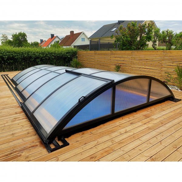 Pooltak 3x6m med sidodörr | Solid polykarbonat 4mm | Svart Pooltak 3x6m med sidodörr | Solid polykarbonat 4mm | Svart