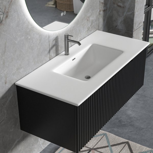 Badrumspaket | Kommod 101cm | Rund LED-spegel | Tuba Badrumspaket | Kommod 101cm | Rund LED-spegel | Tuba