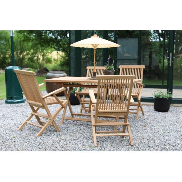 Salt� utematgrupp matbord 120x70 cm med 4 st Salt� karmstolar - Teak