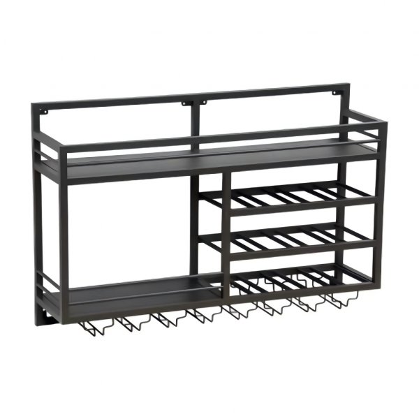 V�ggh�ngd vinhylla | Vin & glasf�rvaring | Tom v�nster | 99 � 25 � 65 cm | Obsidian