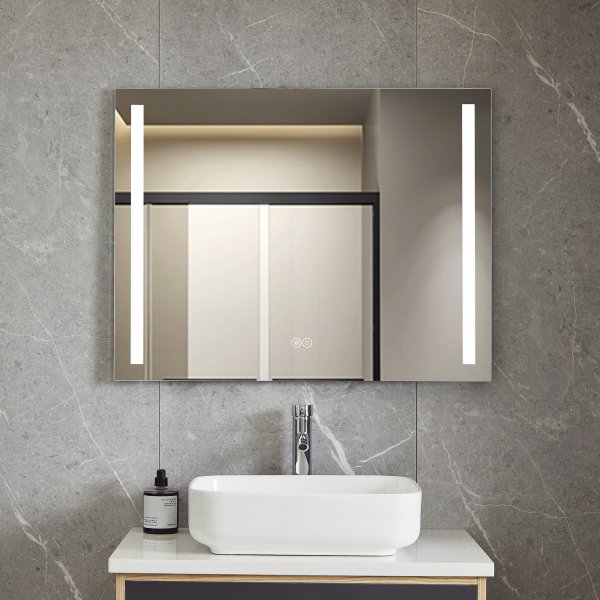 Badrumsspegel | LED-lyse sidor | Dimmer & touch-styrning | Rektangulär Badrumsspegel | LED-lyse sidor | Dimmer & touch-styrning | Rektangulär