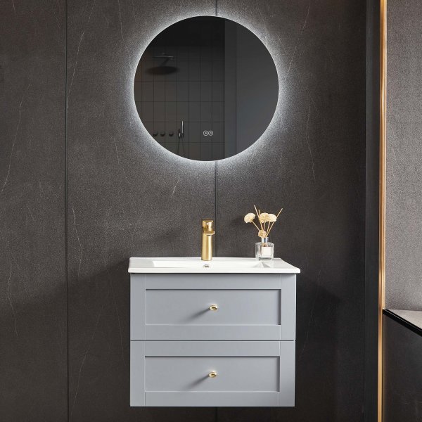 Badrumsmöbel | Kommod & LED-spegel | Velum grå Badrumsmöbel | Kommod & LED-spegel | Velum grå