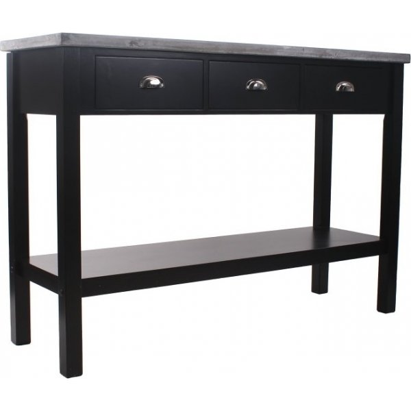 Avlastningsbord med 3 ldor | Hyllplan & microcementtopp | Svart