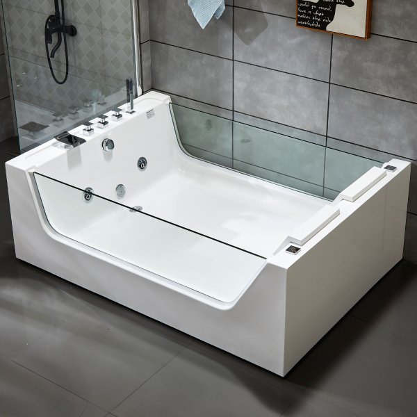 Stort bubbelbadkar för två 170x120cm | Med glas & värmare | BK-007V Stort bubbelbadkar för två 170x120cm | Med glas & värmare | BK-007V