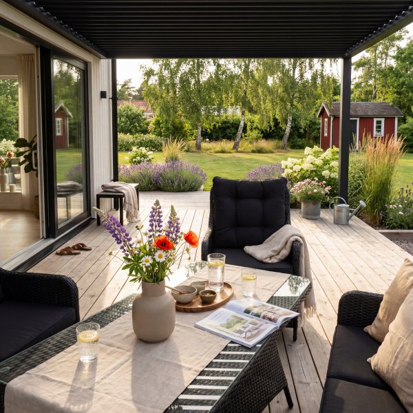 Loungegrupp utem�bler | Svart konstrotting | R�grund