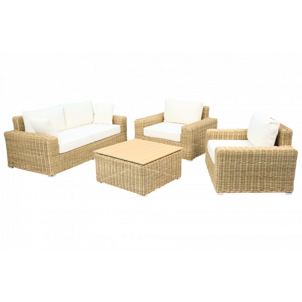 Loungegrupp i rotting | Soffa, f�t�ljer & bord | Dynor ing�r | Solena premium