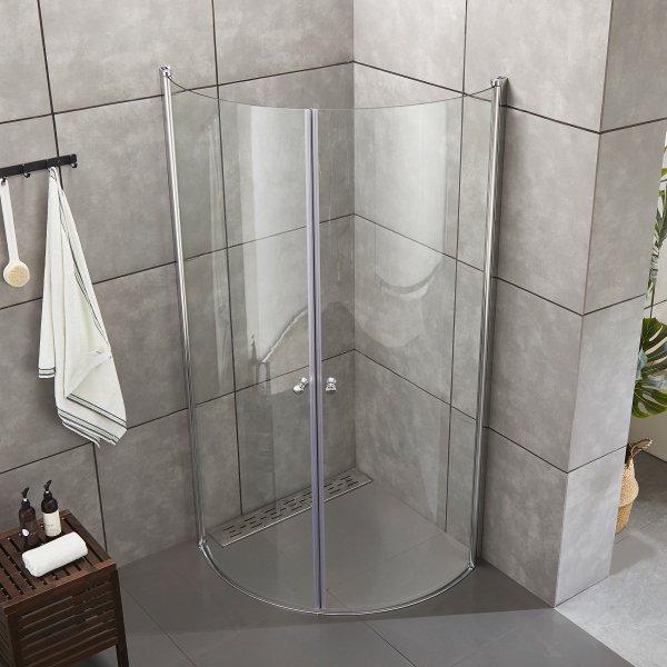 Duschh�rna med rundade d�rrar i 6mm s�kerhetsglas