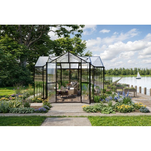 T-format växthus 11,6 m² | 4 mm säkerhetsglas | 5 års ramgaranti T-format växthus 11,6 m² | 4 mm säkerhetsglas | 5 års ramgaranti