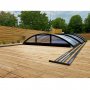 Pooltak 3x6m med sidodrr | Skjutbart - Svart