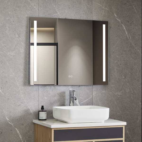 Badrumsspegel | LED-lyse sidor | Dimmer & touch-styrning | Rektangulär Badrumsspegel | LED-lyse sidor | Dimmer & touch-styrning | Rektangulär