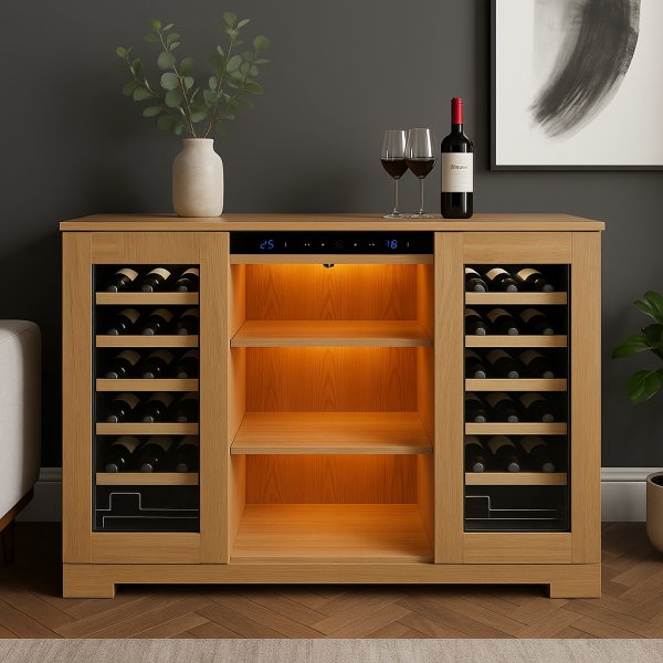 Vinskp med dubbla temperaturzoner  Twin vinkyl 24 flaskor med LED-belysning
