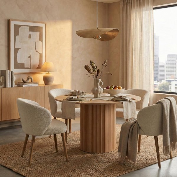 Matbord Nova �130�170 cm | Runt matbord med il�ggsskiva i Whitewash