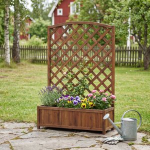 Blomlåda med spalje i trä | 80×30×120 cm | För klätterväxter | Brun Blomlåda med spalje i trä | 80×30×120 cm | För klätterväxter | Brun