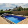 Pooltak 3x6m med sidodrr | Skjutbart - Svart