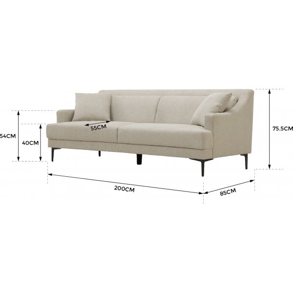 Soffa 3-sits | Eukalyptusträ, polyester & metallben | Hanna Soffa 3-sits | Eukalyptusträ, polyester & metallben | Hanna