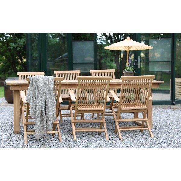 Salt� utematgrupp matbord 240x100 cm med 6 st karmstolar - Teak