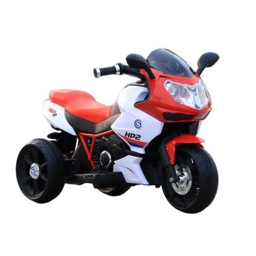 Elmotorcykel Barn | Bluetooth, LED & Packbox | Vit/Röd