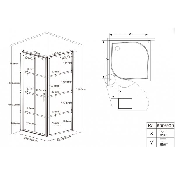Duschhrna med svarta profiler | 6mm skerhetsglas