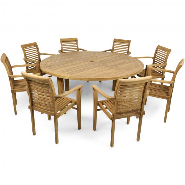 Runt utebord 180 cm | 8 stolar teak |�Lyfco Ut�