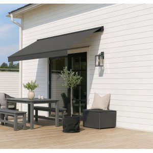 Terrassmarkis halvkassett 4x3 m | Motor & fjärrkontroll | Mörkgrå Terrassmarkis halvkassett 4x3 m | Motor & fjärrkontroll | Mörkgrå