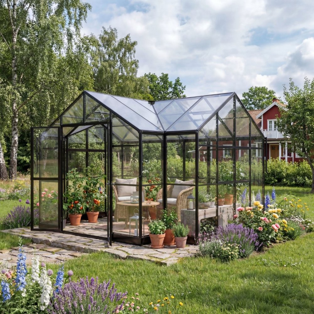 t-format växthus 11,6  m²  4  mm säkerhetsglas  5 års ramgaranti