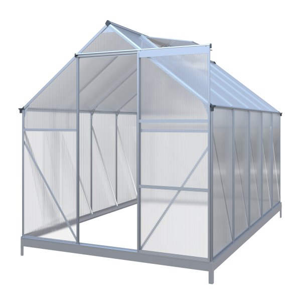Klassiskt växthus i aluminium 5,9 m² | UV-skyddad kanalplast & bas ingår Klassiskt växthus i aluminium 5,9 m² | UV-skyddad kanalplast & bas ingår