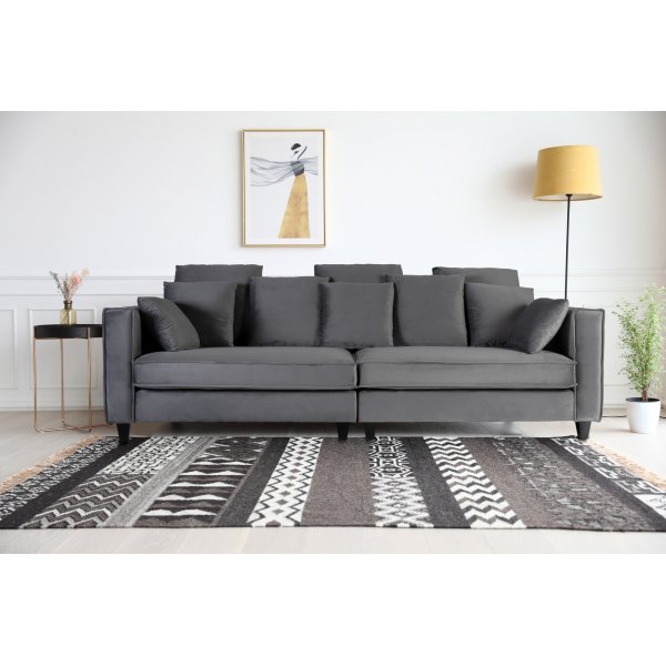 Soffa 3-sits | Kallskum, avtagbar klädsel & sammetsliknande tyg | Brandy Mörkgrå Soffa 3-sits | Kallskum, avtagbar klädsel & sammetsliknande tyg | Brandy Mörkgrå