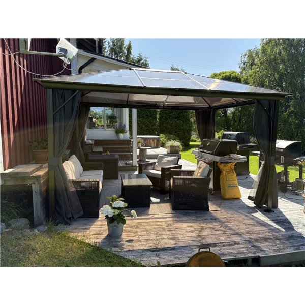 Paviljong premium 4x3m | Tak i kanalplast | Inkl. V�ggar och myggn�t