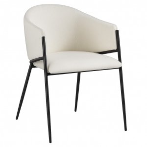 Karmstolar i beige tyg med svarta metallben, 2-pack | Stacey
