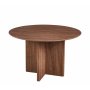 Runt matbord 120 cm i valn�t med r�fflade tr�ben och plats f�r 4�5 personer | Crossby
