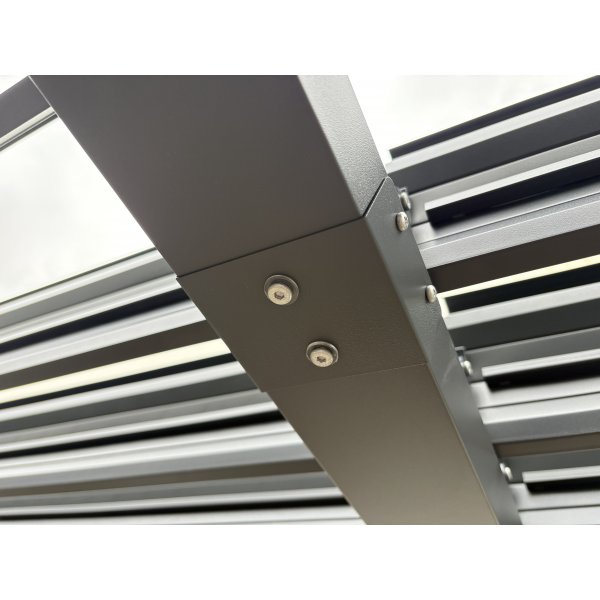 Pergola 3x3 m med lamelltak | Gr� st�lpergola f�r uteplats