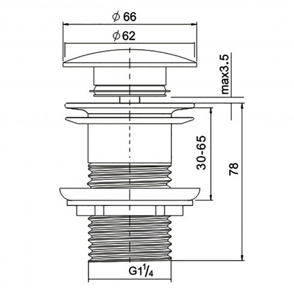 Bottenventil fr handfat | Pop-up | Guld