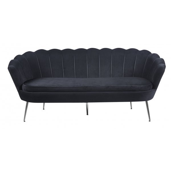 Kingsley 3-sits soffa – Svart sammet med kromben | Modern lyx & hög komfort Kingsley 3-sits soffa – Svart sammet med kromben | Modern lyx & hög komfort