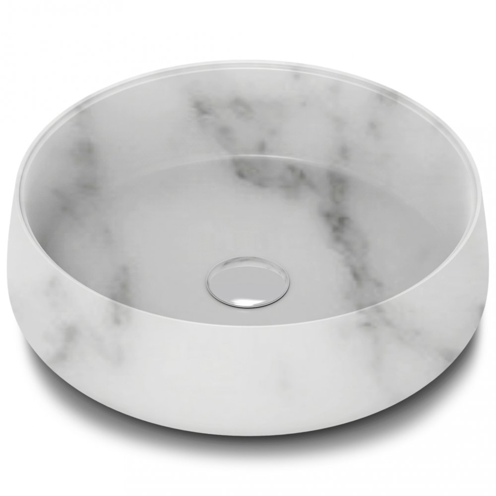 Marmor Handfat Runt handfat 40cm | Carrara marmor | Unik design | Outl1