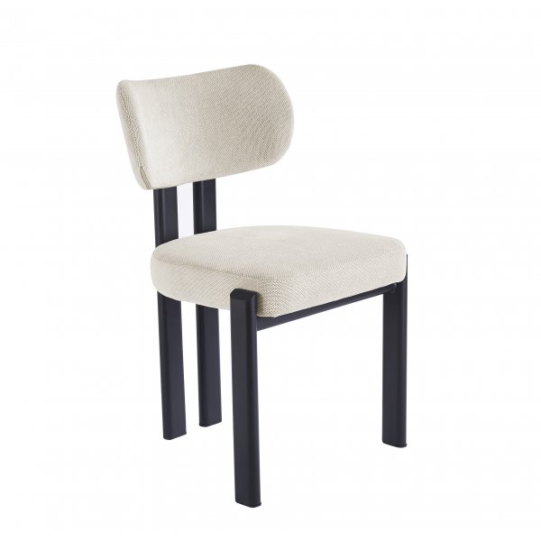 Matstol i beige tyg med svarta metallben | Callum 4-Pack Matstol i beige tyg med svarta metallben | Callum 4-Pack