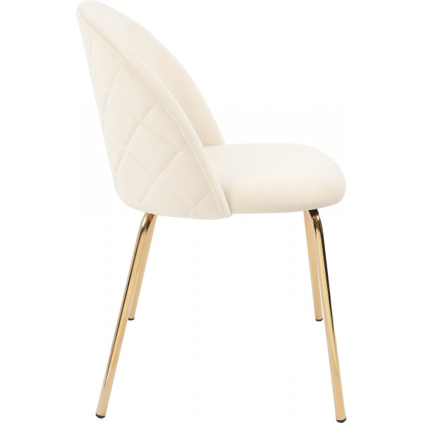 Matstolar i beige sammet med diamantmönster och mässingsben, 2-pack | Plaza Velvet Matstolar i beige sammet med diamantmönster och mässingsben, 2-pack | Plaza Velvet