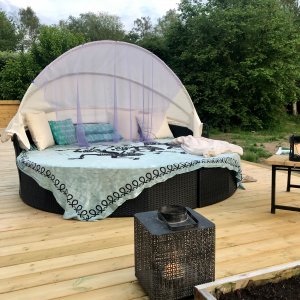 Rund sols�ng 230cm | Smart inbyggd dynf�rvaring | Lyfco H�llviken