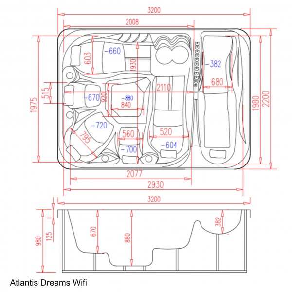 Spabad Atlantis Dreams WiFi Blackline - 6 personer | Lyfco
