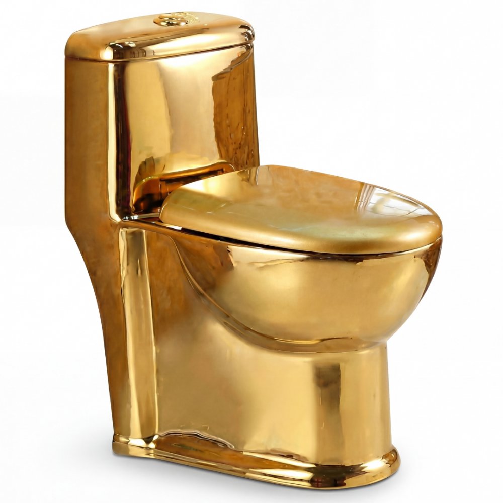 Klassisk guldtoalett  S-trap 300 mm  Lyxig WC med sifonisk spolning