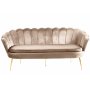 Soffa med 3-sits | Sn�ckformad design, sammet & m�ssingsdetaljer | M�rkbeige