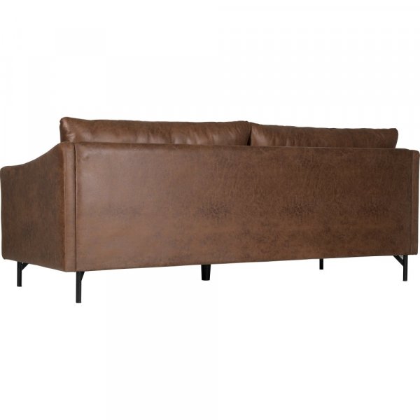 3-sitssoffa i cognacsf�rgat ecol�der | Gener�s komfort, tidl�s design & svarta metallben | Harpan