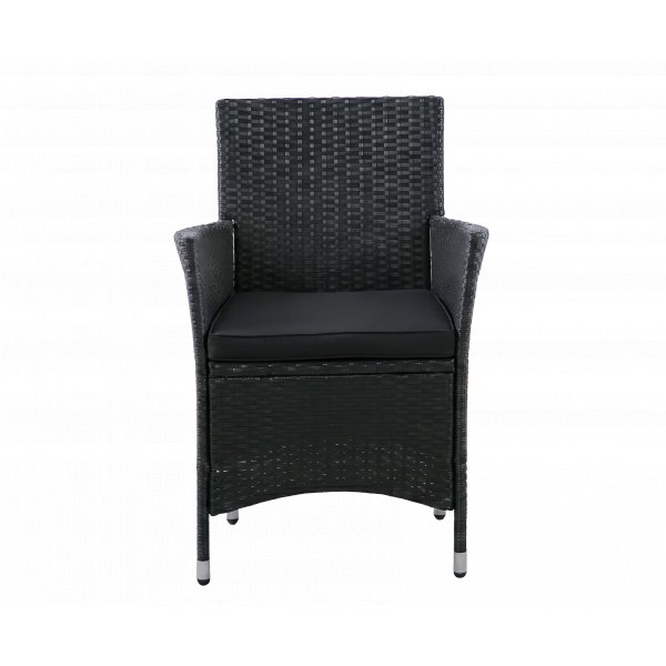 Tr�dg�rdsmatgrupp 8 stolar � Svart bord med glasskiva | Lysekil