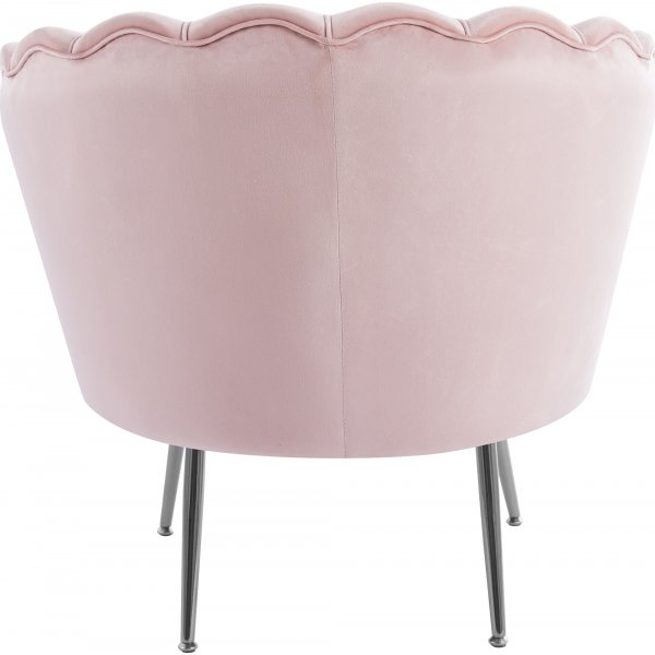 F�t�lj i rosa sammet med kromade ben och v�gformat ryggst�d | Kingsley
